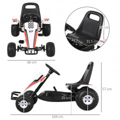 Kart cu pedale pentru copii 104 x 66 x 57 cm | alb č.2