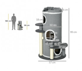 Ansamblu de joacă pentru pisici 57 x 57 x 99 cm | alb-gri č.2