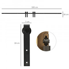 Sistem de rulare pentru uși glisante 183 x 0,6 x 18 cm | negru č.2