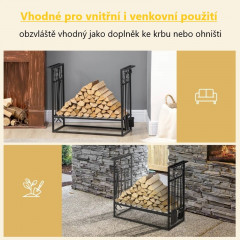 Suport pentru lemne de foc 75 x 30 x 60 cm | negru č.3