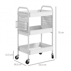 Cărucior multifuncțional mobil 53,5 x 30,5 x 75 cm | alb č.3