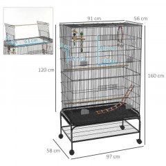 Volieră pentru păsări 97 x 58 x 160 cm | neagră č.2