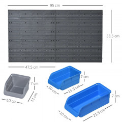 Suport de perete pentru unelte cu cutii de depozitare | 54 x 22 x 95 cm č.3