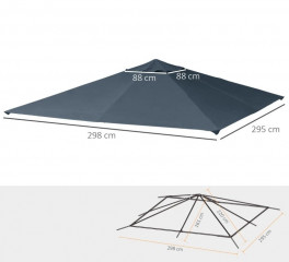 Acoperiș din poliester de rezervă pentru foișor 180 g/m² 3 x 3 m | gri închis č.2