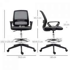 Scaun ergonomic de birou 59,5 x 60 x 102,5-126 cm | negru č.2