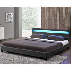 Pat tapițat Paris cu iluminare LED 160 x 200 cm | gri închis č.1