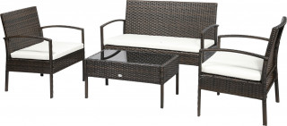 Mobilier de grădină Polyrattan pentru 4 persoane | maro + alb crem č.1